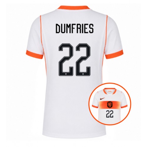 Stroje piłkarskie Holandia Denzel Dumfries #22 Koszulka Wyjazdowej dla damskie MŚ 2026 Krótki Rękaw